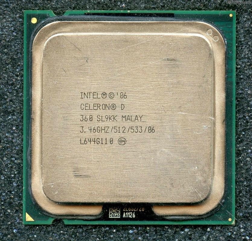 Интел селерон характеристики. Intel Celeron d 360 sl9kk. Интел 04 селерон д. Интел 86 Celeron d 347 sl9kn Malay 3.06 Hz/512/533/06 l648f171. Процессор Celeron 1 GHZ.