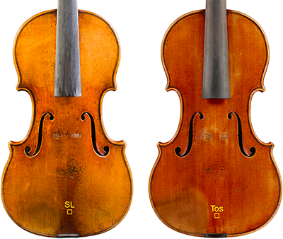 A highly precise, nanometer-scale imaging technique revealed a protein-based layer between the wood and the varnish coating of these two Stradivarius violins.