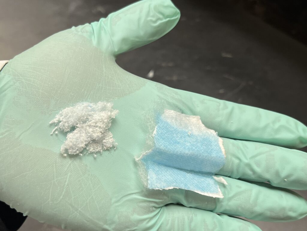 The WSU researchers developed a process to fabricate tiny mask fibers, ranging from five to 30 millimeters in length, and then added them to cement concrete to strengthen it and to prevent its cracking