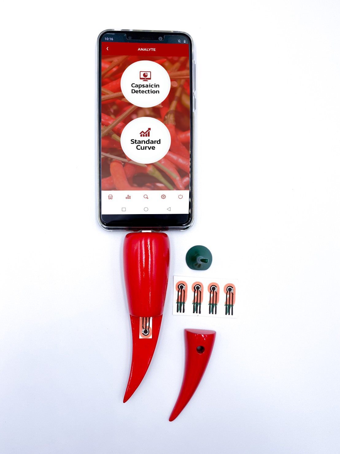 A chili pepper-shaped device