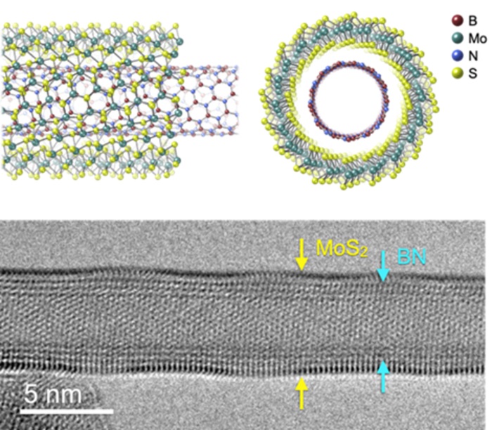 Chemical vapor deposition of molybdenum disulfide on a well-isolated boron nitride nanotube creates a coaxial nanotube structure