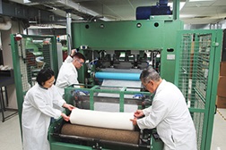 ARS researchers use the needle punching process to produce washable antimicrobial cotton wipes in the nonwoven pilot plant