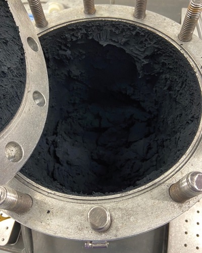 A chamber of graphene in Dr Sorenson’s lab after a planned explosion process has been carried out.