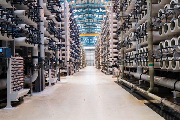 Tubular desalination modules installed in a desalination plant on the west coast of <a target=