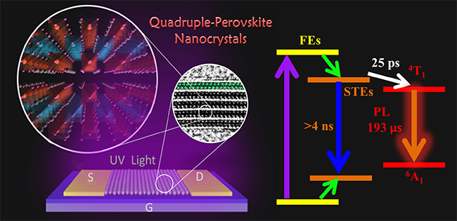 Efficient luminescent halide quadruple-perovskite nanocrystals via trap-engineering for highly sensitive photodetectors