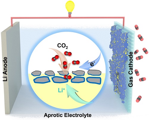 Schematic illustration of the aprotic Li-CO2 battery.