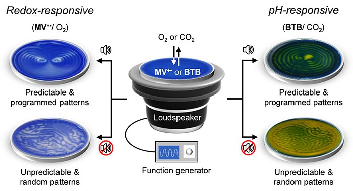 Sound-controlled spatiotemporal patterns