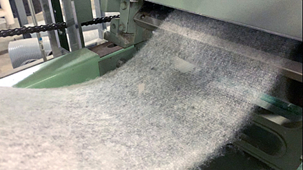 Cotton web containing the copper oxide nanoflowers produced in the Cotton Textile Mill pilot plant using a mini-carding system