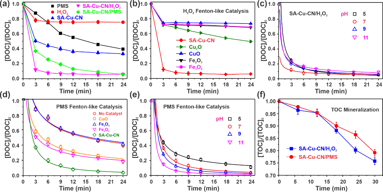 Figure 2. Exploration of Fenton-like catalytic performance of SA-Cu-CN.
