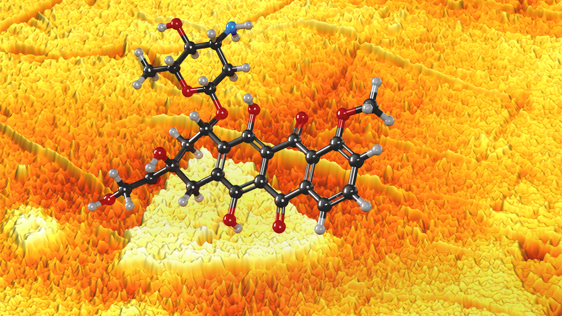 Doxorubicin molecule, detected using the van der Waals vertical heterostructure biosensor