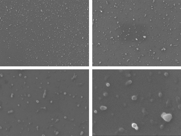 High resolution images of the nanoparticles found in single use beverage cups, such as coffee cups, at the micrometer (one millionth of a meter) scale.