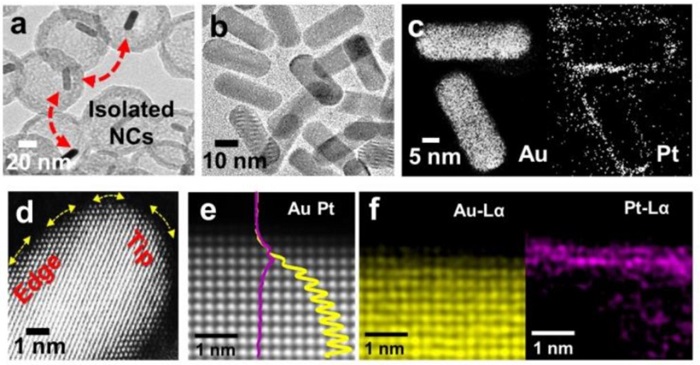 Transmission electron microscopy image of plasmonic–catalytic hybrid nanoreactors