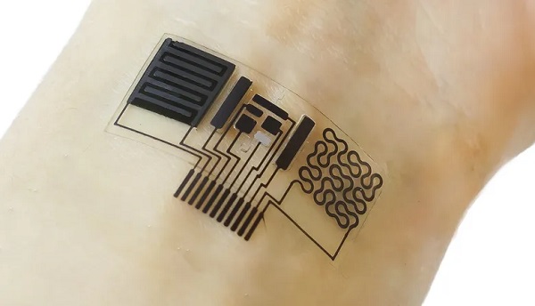 Caltech’s team has experimented with different forms of energy to harvest for powering its e-skin, including human sweat and friction of materials during movement.