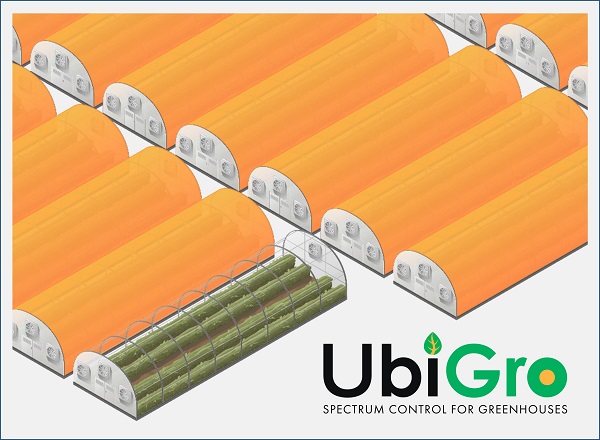 Schematic of UbiGro Cover, a new product that leverages twin-screw extrusion to incoroporate fluoresent quantum dots into the roofing of greenhouses